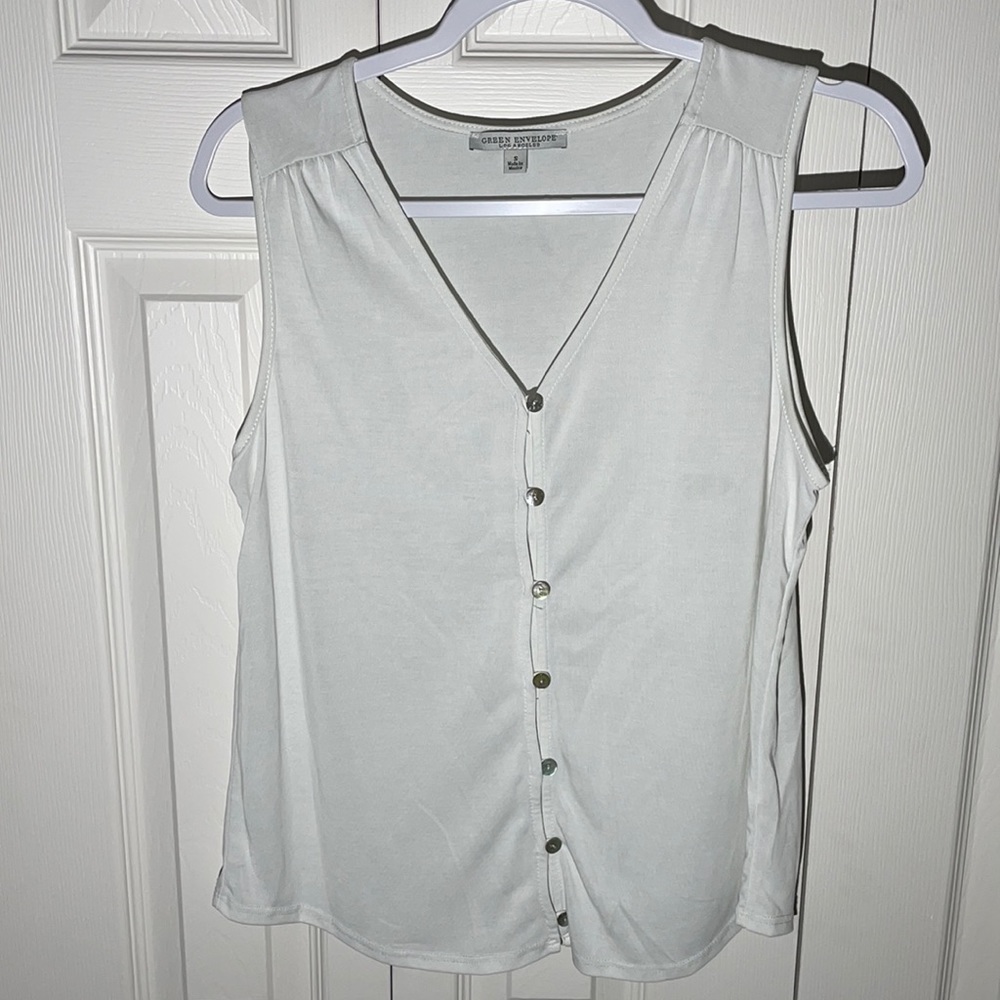 Green envelope sleeveless top